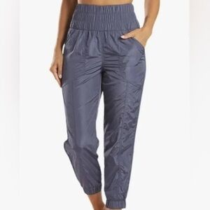 FP Movement by Free People Slate Blue Shirred Waist Track Pants